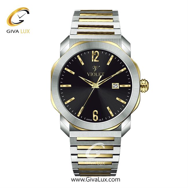 ساعت مچی اورجینال مردانه ویولت VIOLET نقره ای-طلایی | نقره ای-طلایی| مشکی| کد رفرنس 0627/2